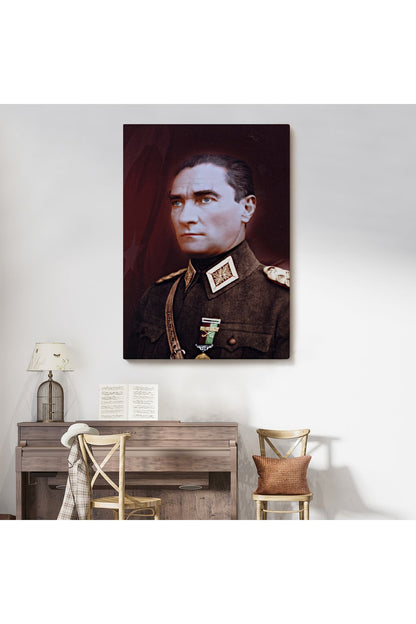 Atatürk Portre Tablosu Mustafa Kemal Atatürk Dikdörtgen Dekoratif Kanvas Tablo-CP-67