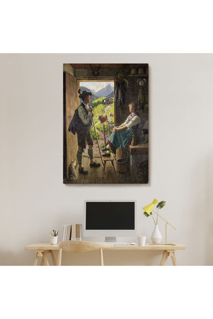 Isviçre Alplerindeki Aşıklar Dekoratif Duvar Tablosu-6164