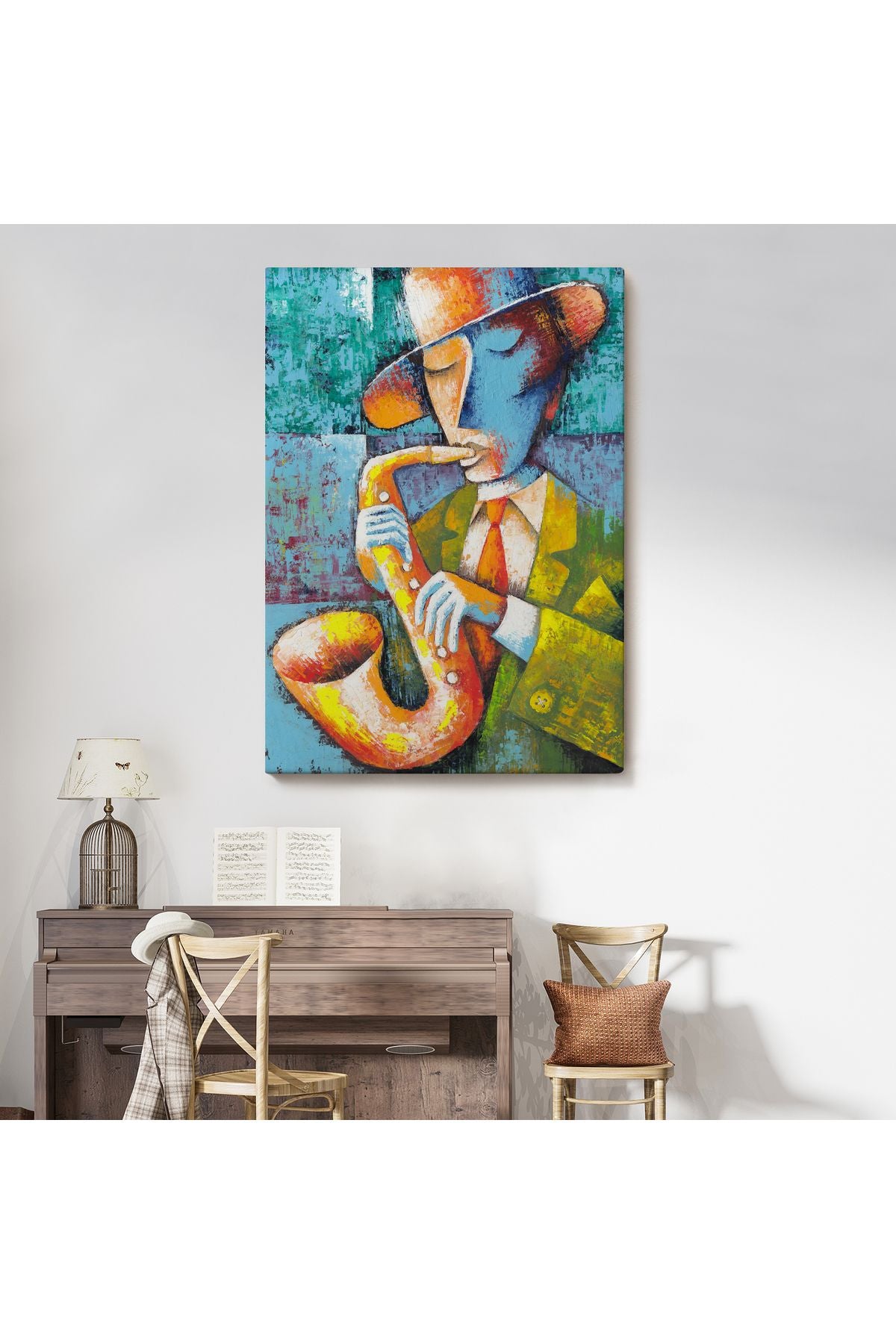 Saksafon Çalan Adam Kanvas Tablo-6461