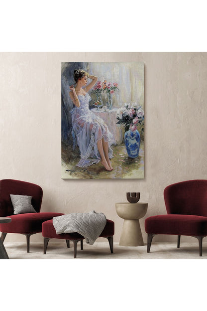 Beyaz Elbiseli Güzel Kız Duvar Tablosu-6013
