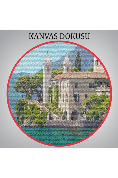 İtalya Deniz Manzaralı Yağlıboya Görünüm Dekoratif Kanvas Duvar Tablosu-3576