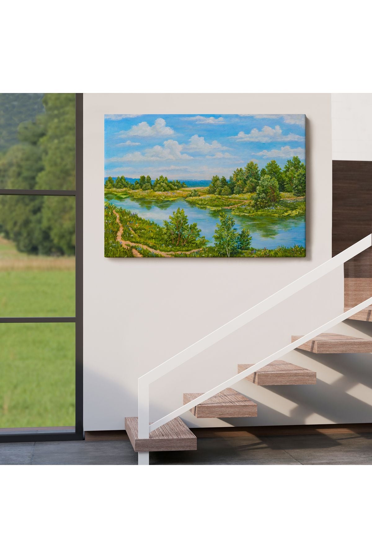 Rusya Nehri Yağlıboya Görünüm Dekoratif Kanvas Duvar Tablosu-3619