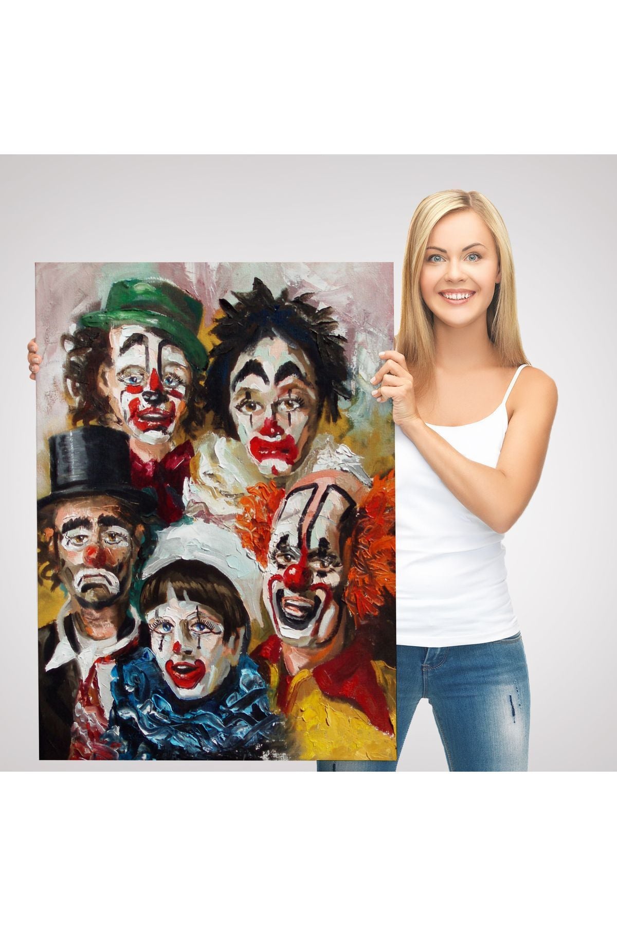 Kanvas, Duvar Tablosu, Dekoratif, Üzgün Palyaçolar 6421 EGKNV