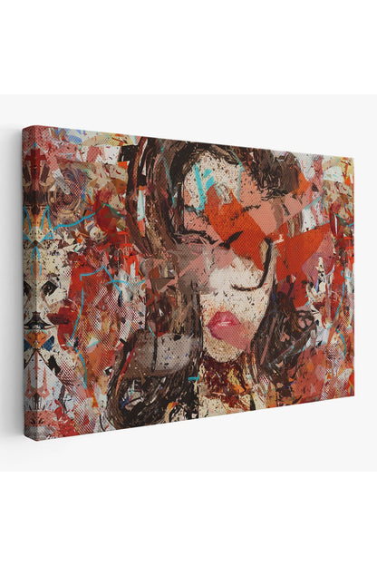 Çağdaş Sanat Kadın portresi Yağlıboya Görünüm Dekoratif Kanvas Duvar Tablosu-3534