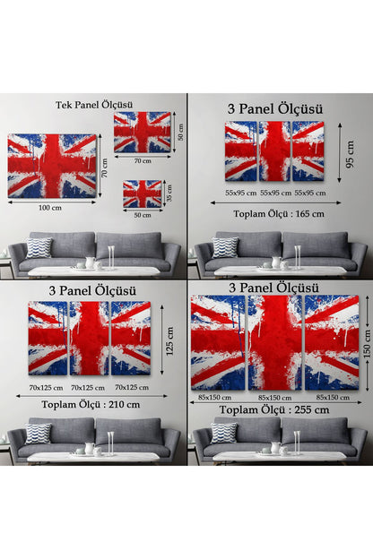 İngiltere Bayrağı Duvar Sanatı Kanvas Tablo, Ev ve Ofis Dekoru-5401