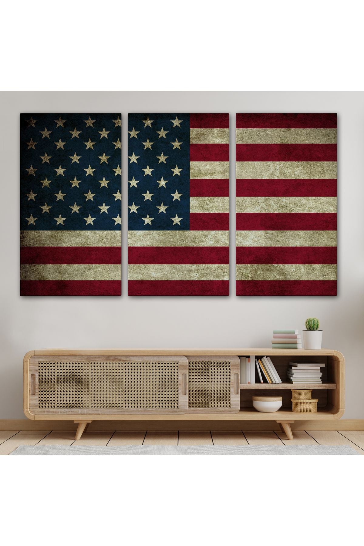 Amerika Birleşik Devletleri Bayrağı Rustik Kanvas Tablo-5412