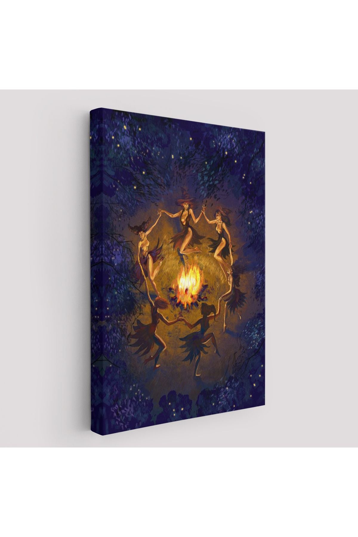 Şabat Ayini Yapan Cadıların Ateş Etrafındaki Dans Tablosu-6354