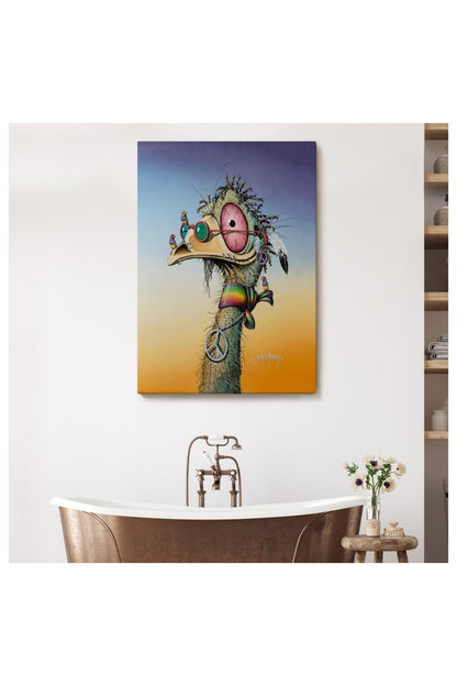 Kanvas, Duvar Tablosu, Dekoratif, Hippi Devekuşu Hayvan Temalı 6181 EGKNV