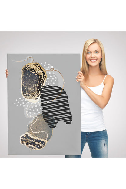 Geometrik Formda Soyut Desenler Dekoratif Kanvas Tablo-5182