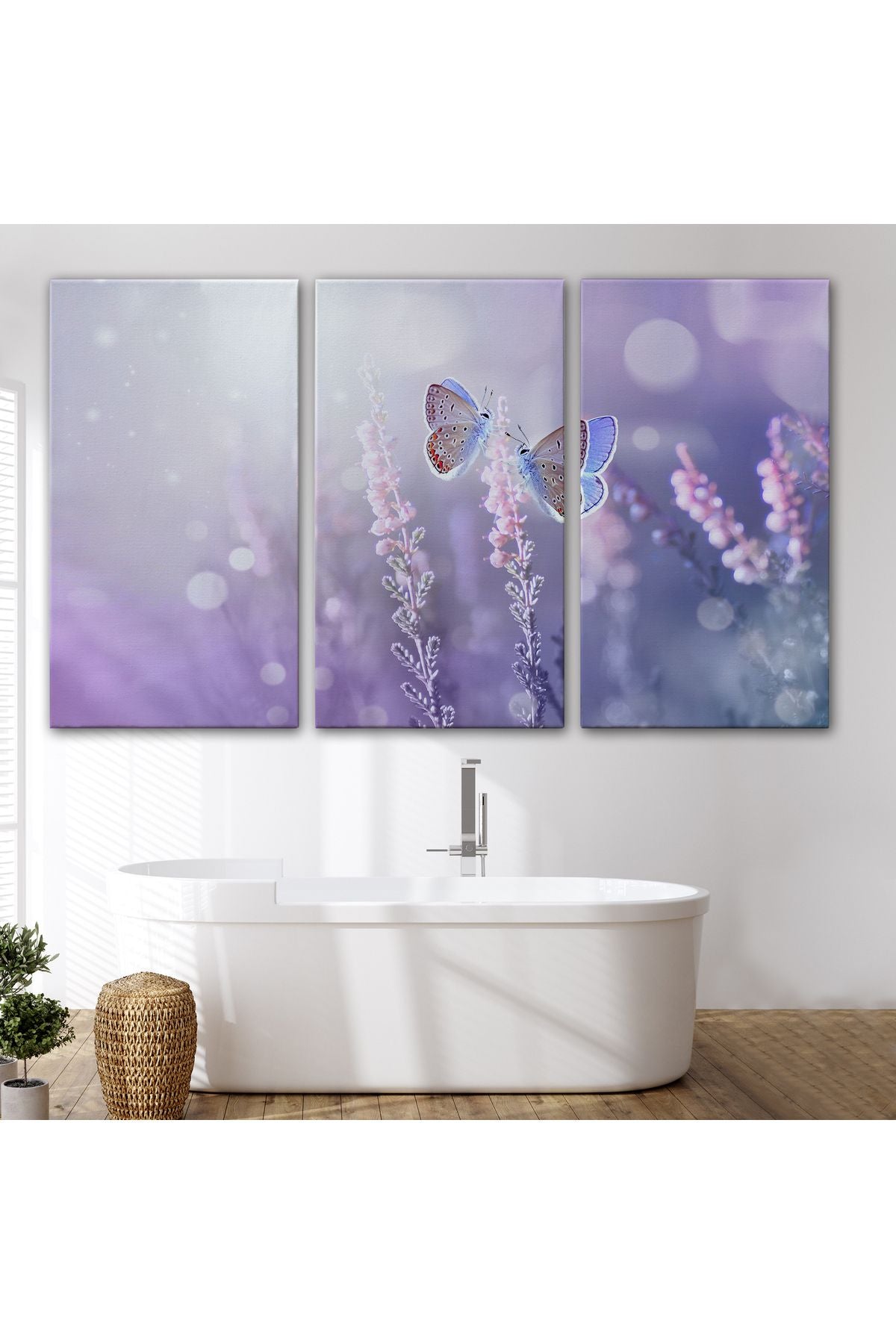 Dekoratif Kanvas Tablo-Lavanta Çiçeği ve Zarif Kelebekler Duvar Tablosu 3704