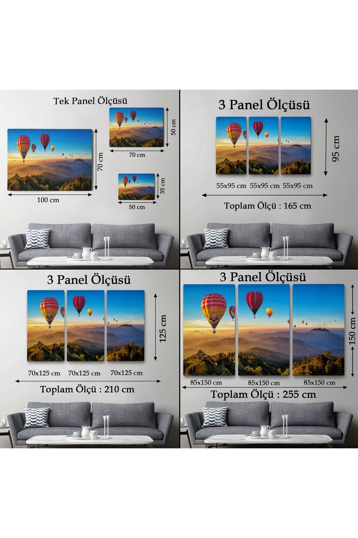 YB Hava Balonları Dekoratif Kanvas Duvar Tablosu-3580