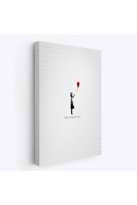 Her Zaman Umut Vardır Yazan Kanvas Tablo, Kırmızı Balonlu Kız ,Banksy Grafitti Sokak Sanatı-5135