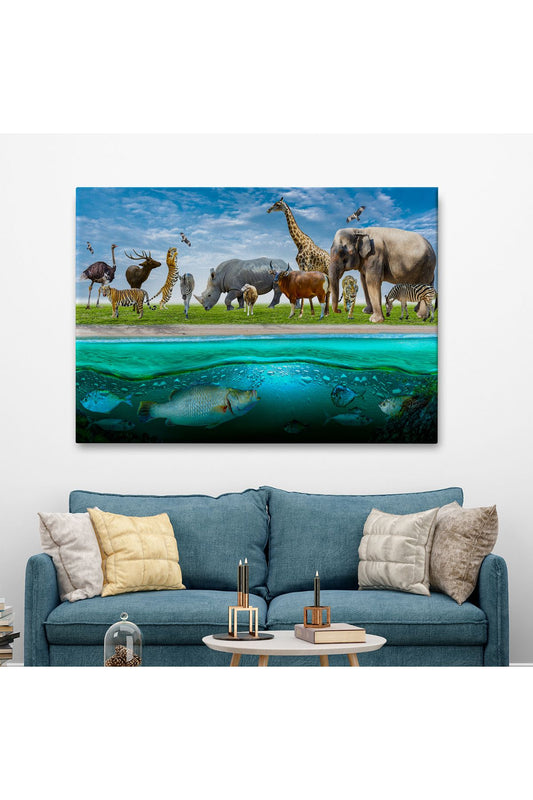 Özel Tasarım, Dekortif  BaskıHayvanlar Alemi Dekoratif Kanvas Tablo 1177