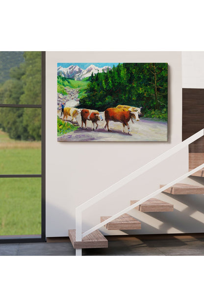 Otlayan Boğa Kanvas Duvar Tablosu-1183