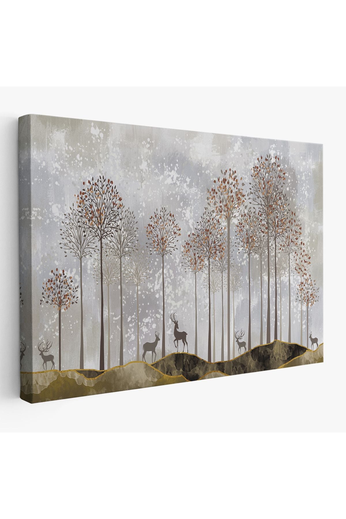 Dekoratif Kanvas Tablo-Ormanda Geyikler Duvar Tablosu 3682