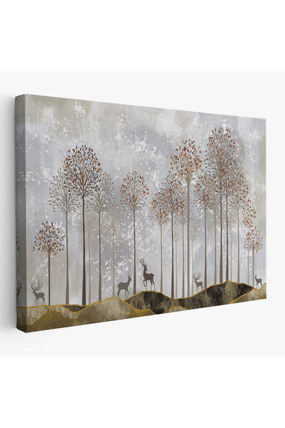 Dekoratif Kanvas Tablo-Ormanda Geyikler Duvar Tablosu 3682