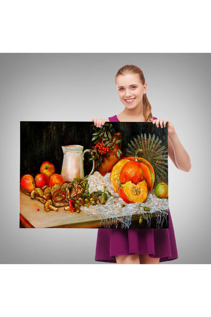 Masa Üstündaki Meyveler Yağlı Boya Görünümlü Tablo-1214