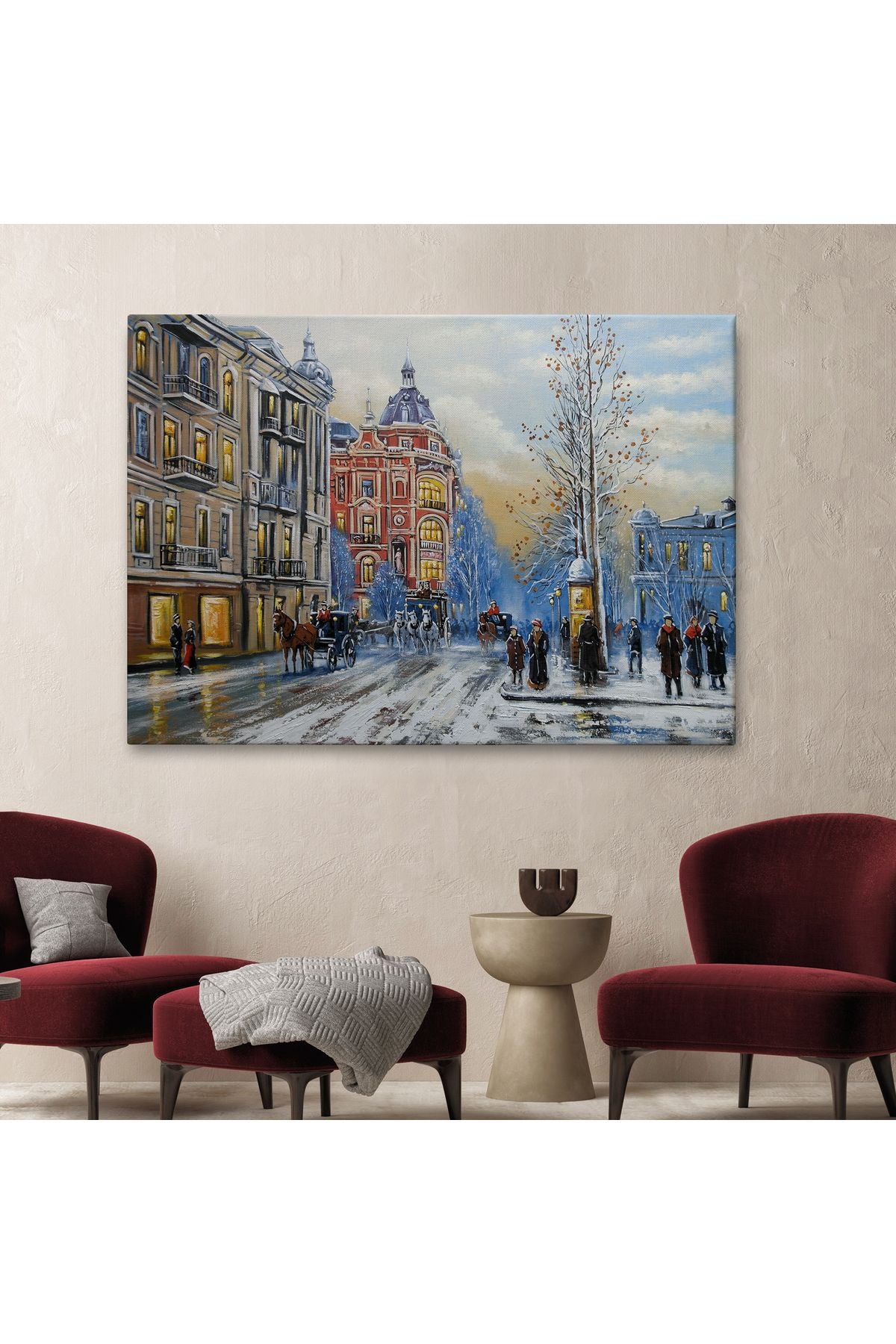 Ukrayna Kiev Eski Sokak Manzarası Dekoratif Duvar Tablosu-3695