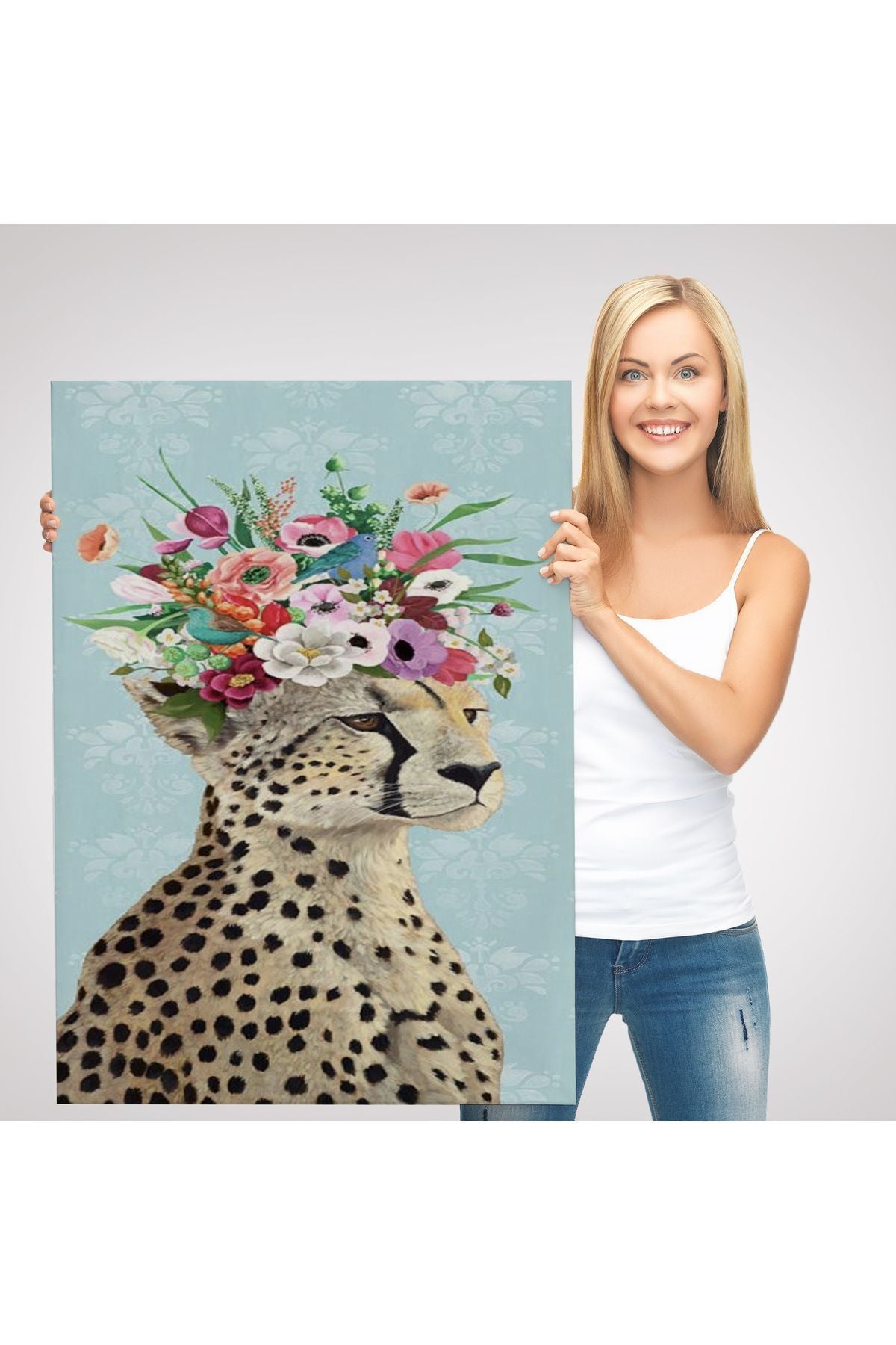 Çiçek Taçlı Sosyetik Çita Tablosu, Kokoş Çıta-6212