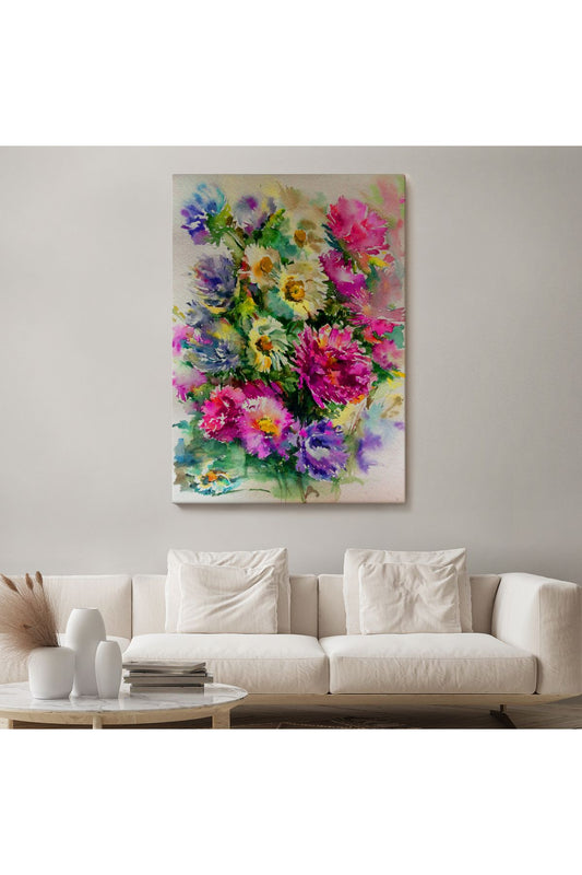 Renkli Çiçekler Duvar Tablosu-5993