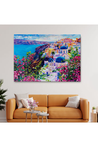 Santorini Yunanistan Güzel Bir Kızın Kavramsal Soyut Resmi-3754