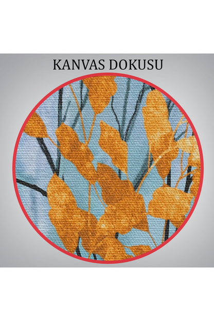 Turuncu Yapraklar Soyut Dekoratif Kanvas Tbalo-5177