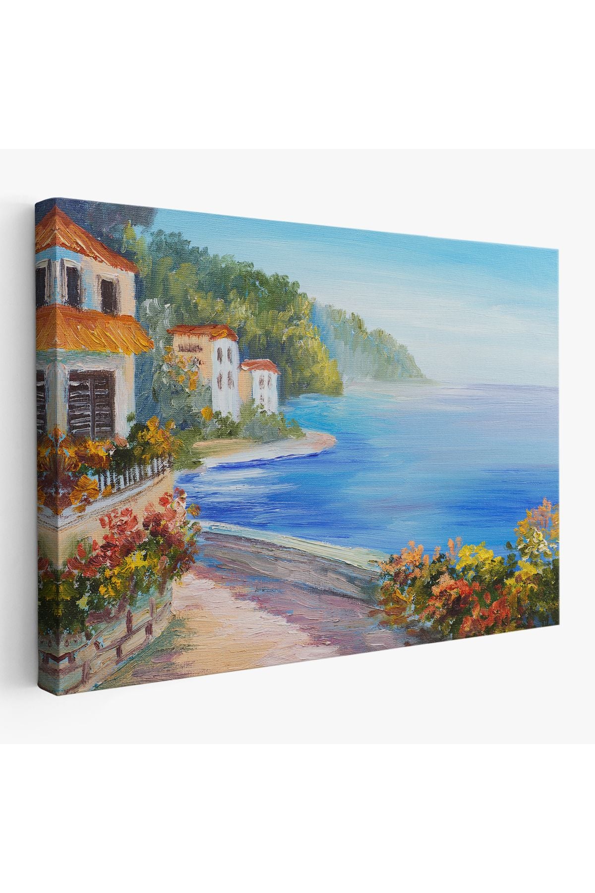 Deniz Manzarası Yağlıboya Görünüm Dekoratif Kanvas Duvar Tablosu-3458