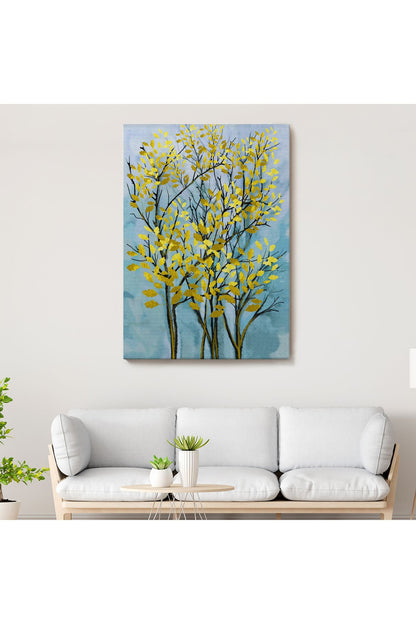 Sarı Yapraklar Soyut Dekoratif Kanvas Tablo-5178