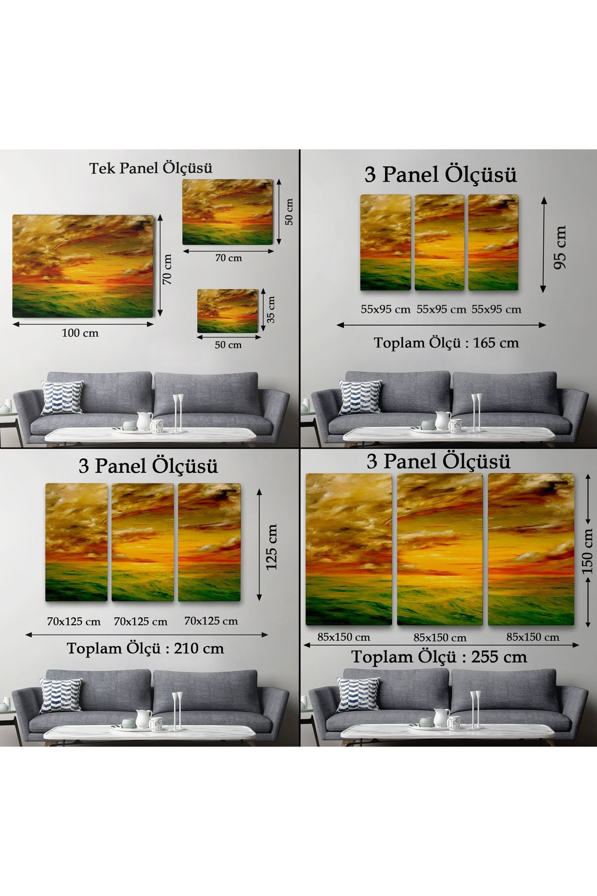 Deniz Manzarası Yağlıboya Görünüm Dekoratif Kanvas Duvar Tablosu-3762