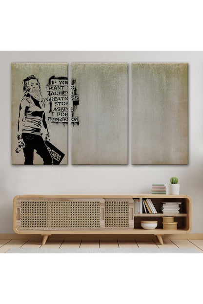 Banksy, Büyük İşler Yapmak İstiyorsanız İzin İstemeyi Bırakın Yazan Tablo-5003