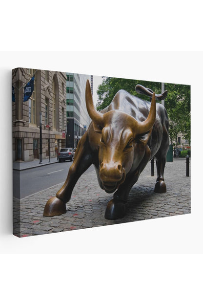 New York Boğa Heykeli Kanvas Tablo / Charging Bull-5160
