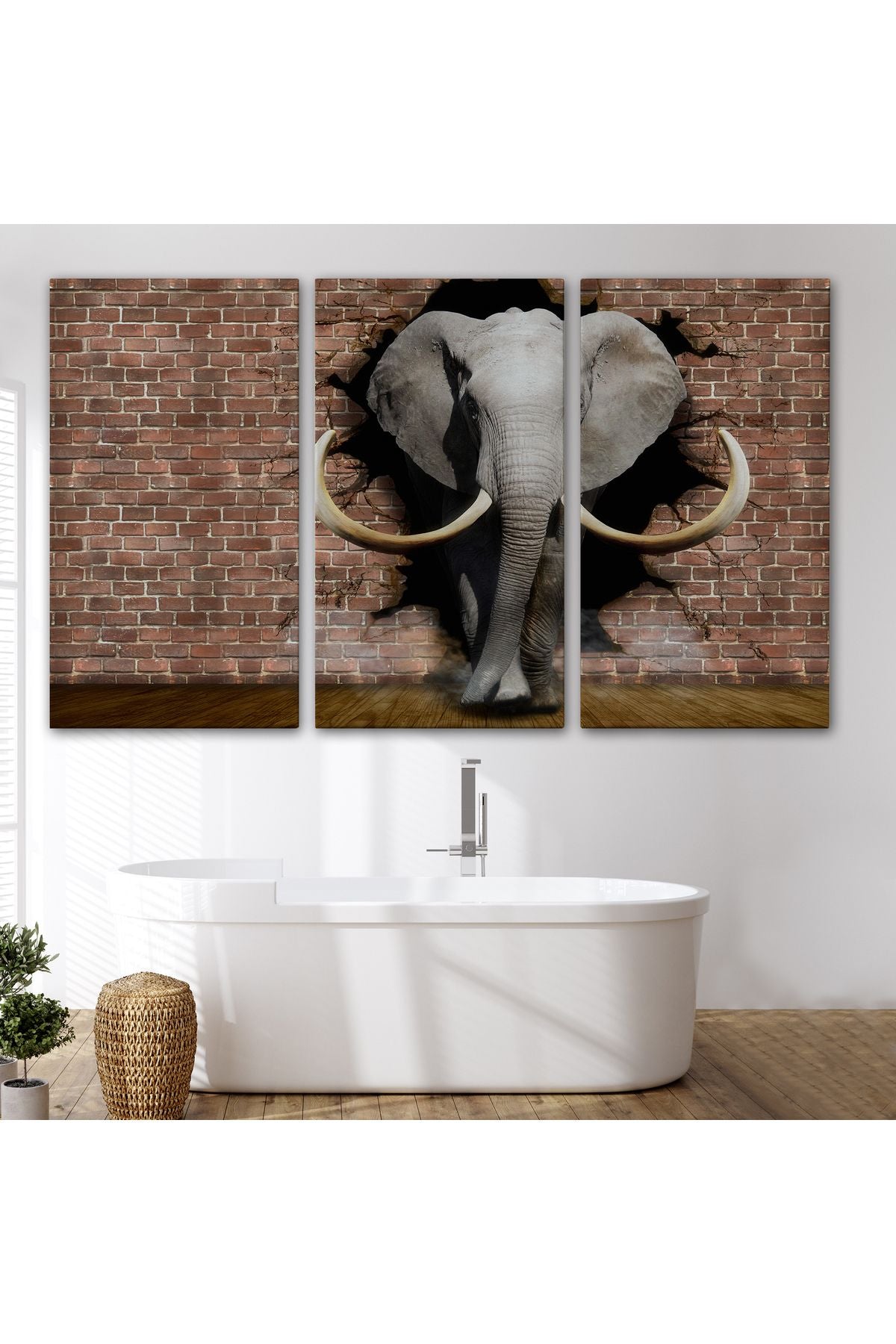 Duvardan Çıkan Fil Dekoratif Kanvas Duvar Tablosu-3620