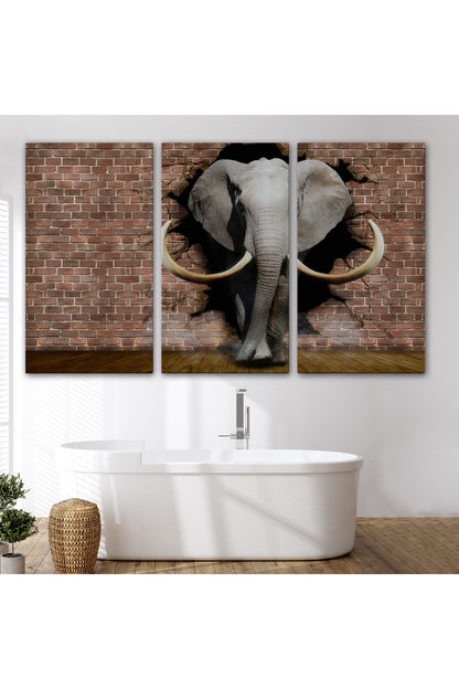 Duvardan Çıkan Fil Dekoratif Kanvas Duvar Tablosu-3620