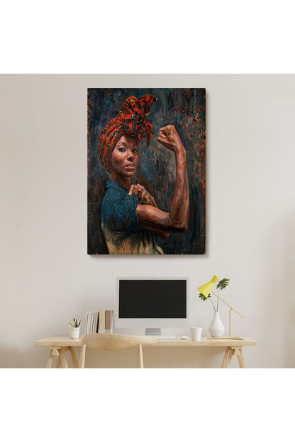 Güçlü Siyah Kadın, Hippi Tarzı Kızlar Güç Feminist Kanvas Tablo-5273