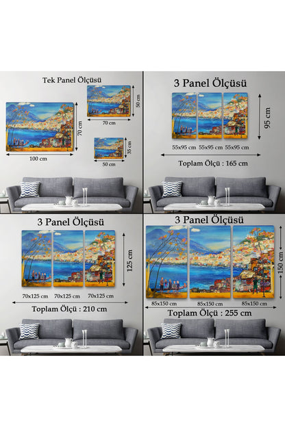 YS Özel Güney İtalya Yağlıboya Görünüm Dekoratif Kanvas Duvar Tablosu-3578