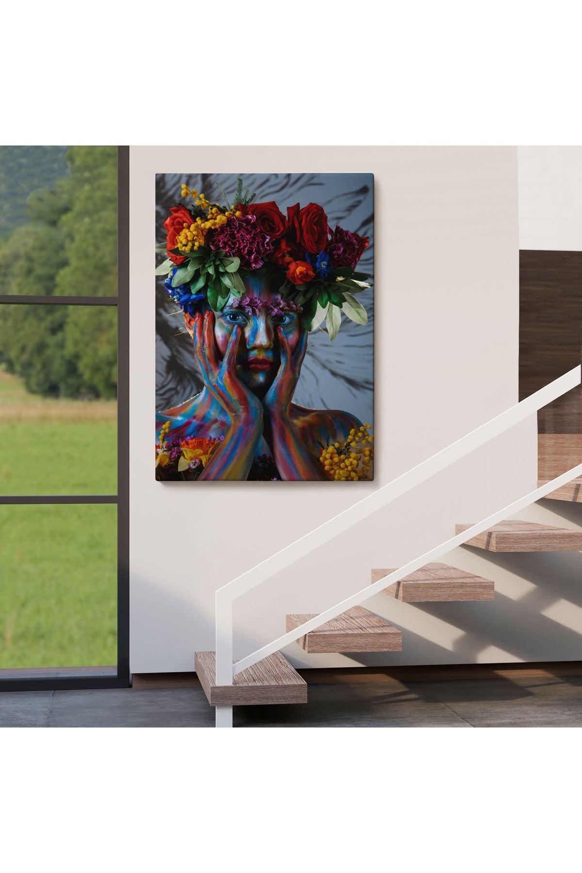 DB HG Çiçek Taçlı Kız Duvar Tablosu-5992