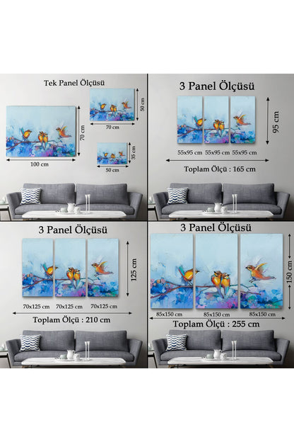 Bahar ve Kuşlar Manzaralı Dekoratif Duvar Tablosu-3529