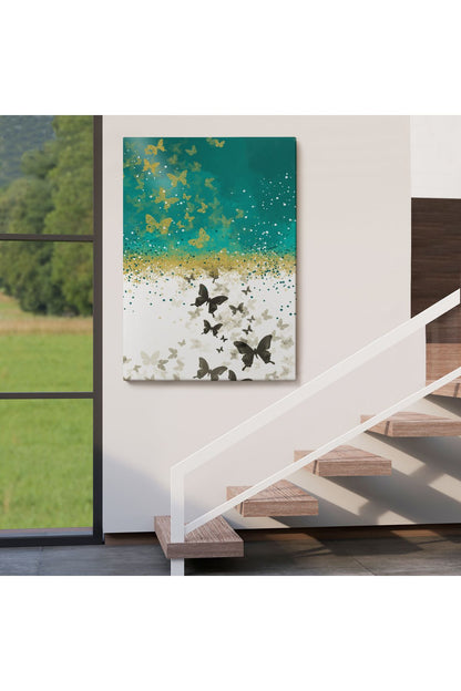 Altın ve Siyah Kelebekler Duvar Tablosu-6009
