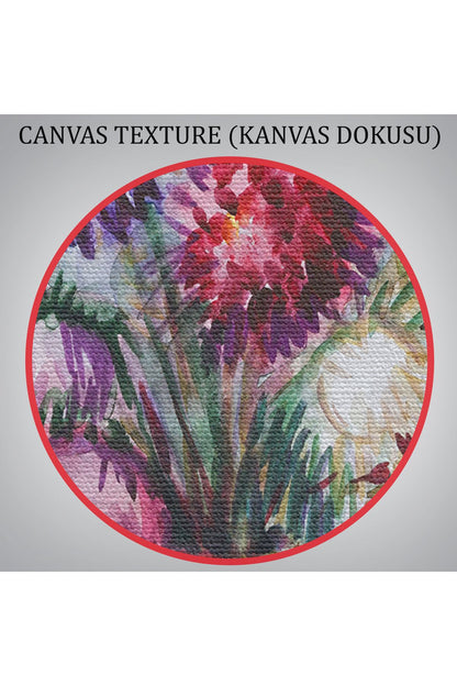 Aster Çiçeği Yağlı Boya Görünümlü Dekoratif Duvar Tablosu-3456