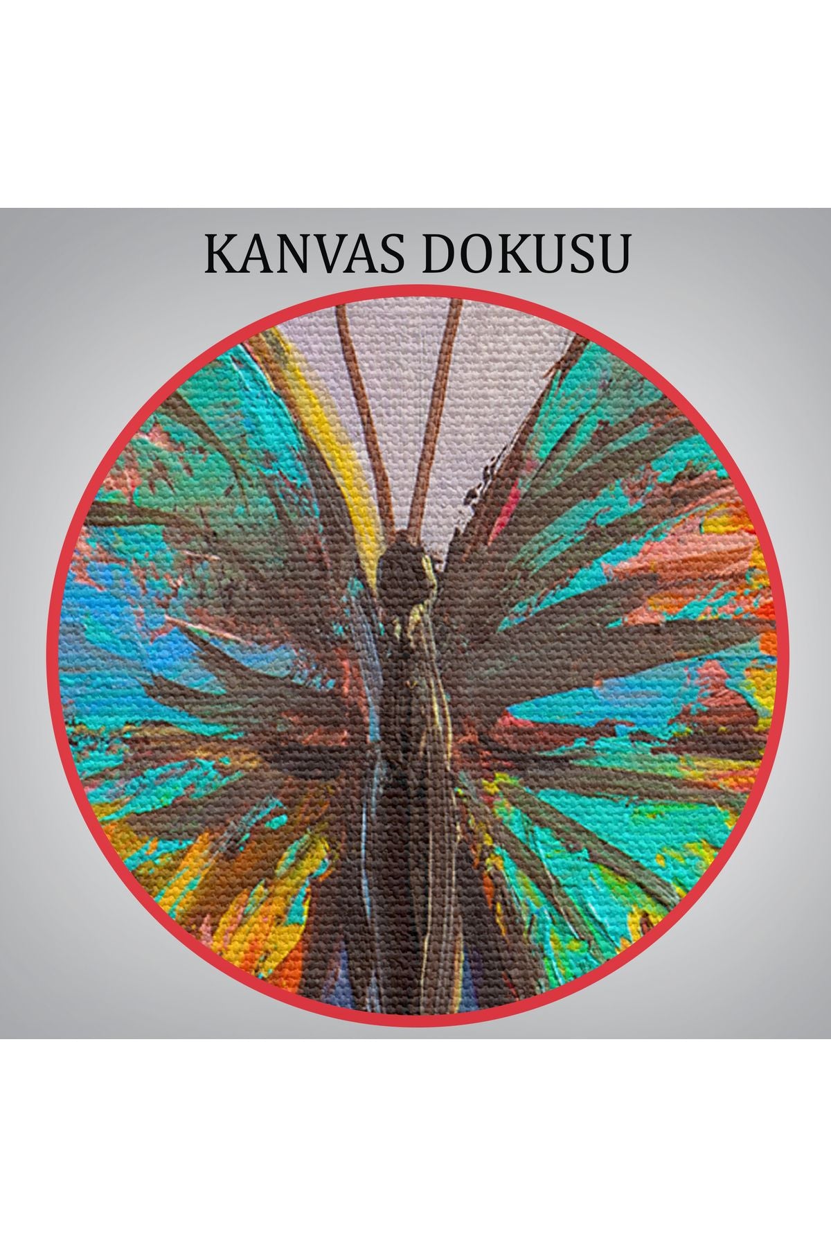 Renkli Kelebek Yağlıboya Görünüm Dekoratif Kanvas Duvar Tablosu-3628