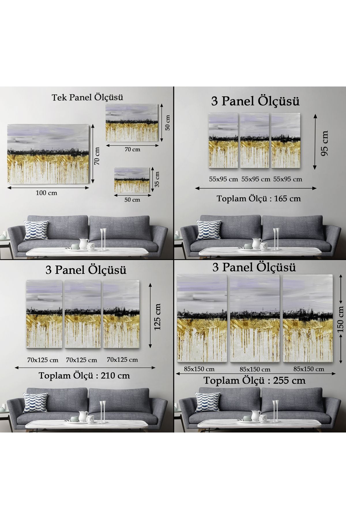 Gold Siyah ve Mavinin Müthiş Uyumu Modern Kanvas Tablo-5051