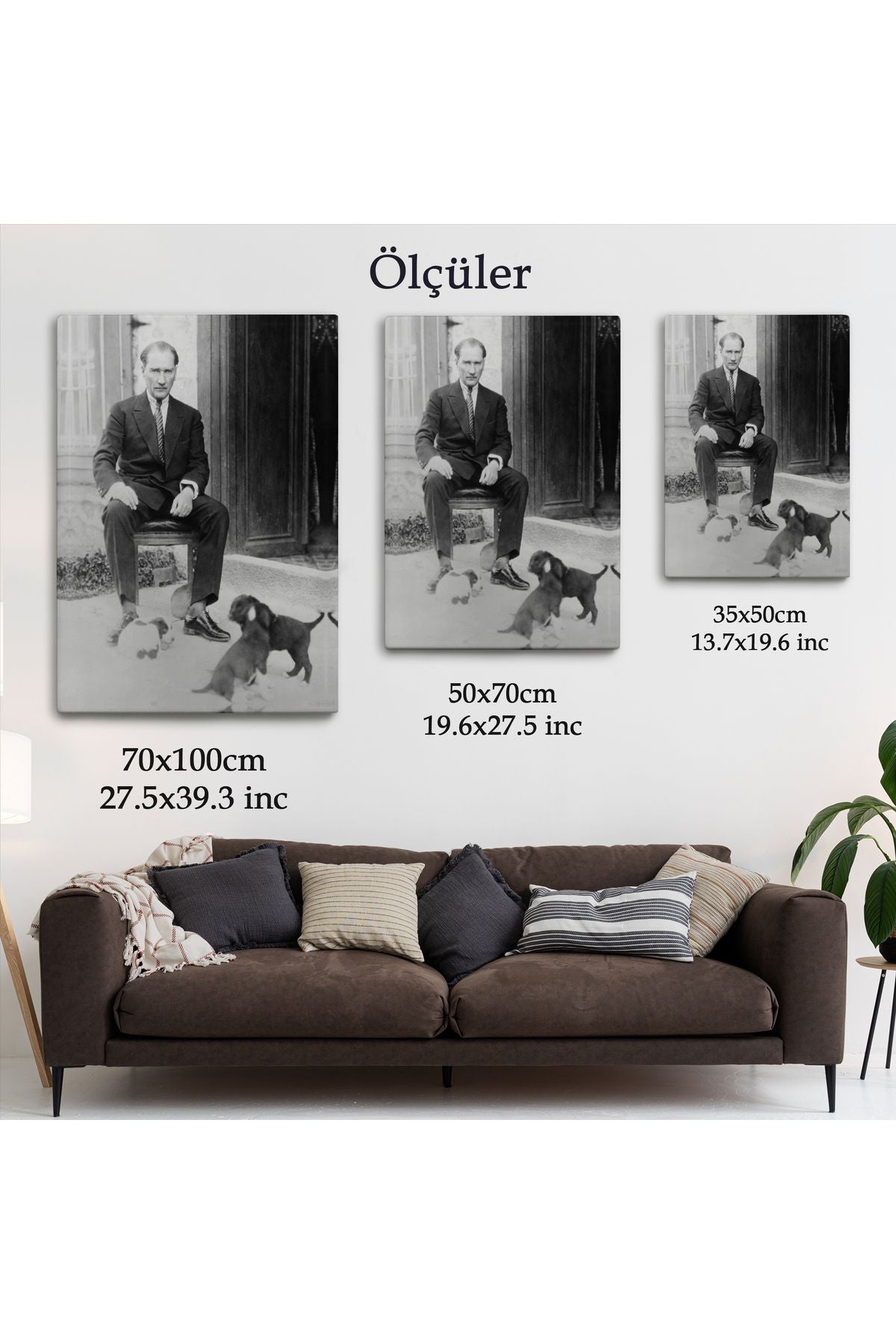 Atatürk Portre Tablosu Mustafa Kemal Atatürk Dikdörtgen Dekoratif Kanvas Tablo-CE-55