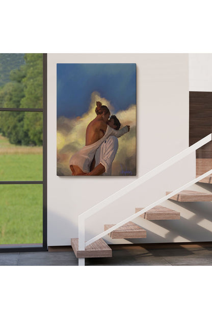 Öpüşen Çift Beyaz, Ekbiseli Sexi Kadın Duvar Tablosu-6102