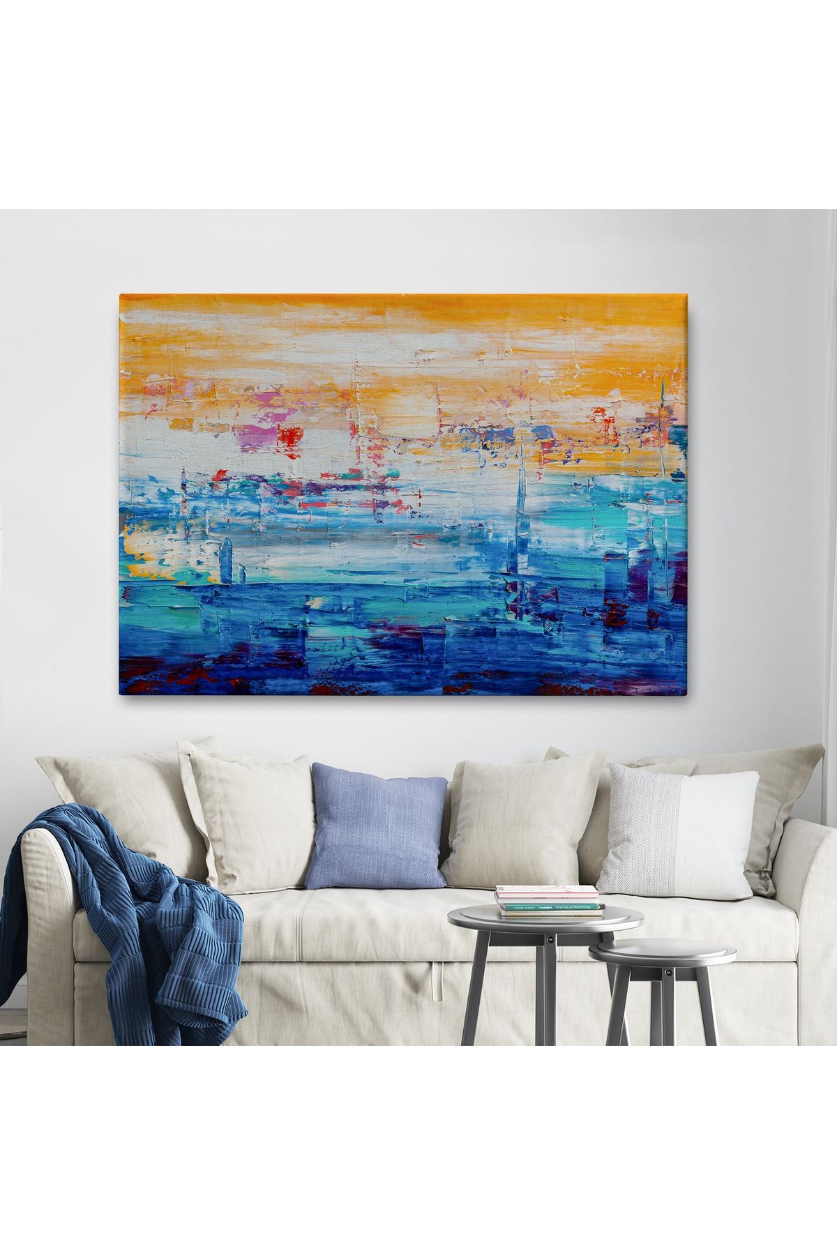 Soyut Yağlıboya Görünüm Dekoratif Kanvas Duvar Tablosu-3720