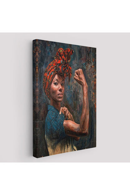 Güçlü Siyah Kadın, Hippi Tarzı Kızlar Güç Feminist Kanvas Tablo-5273