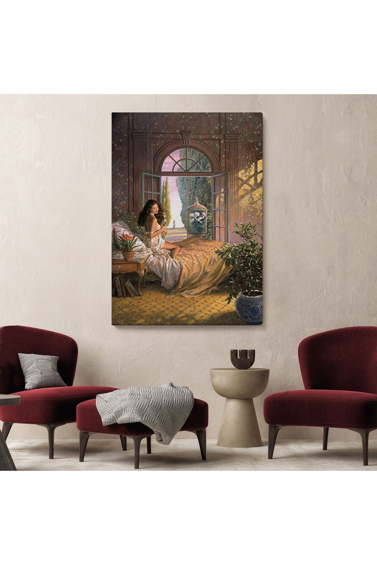 Yataktaki Güzel Kadın Dekoratif Duvar Tablosu-6340