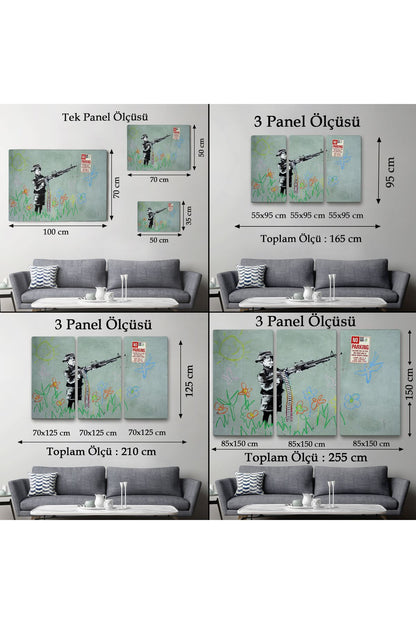 Bansky'nin Makineli Tüfekli Çocuk İsimli Eseri Kanvas Tablo, No Parking-5008