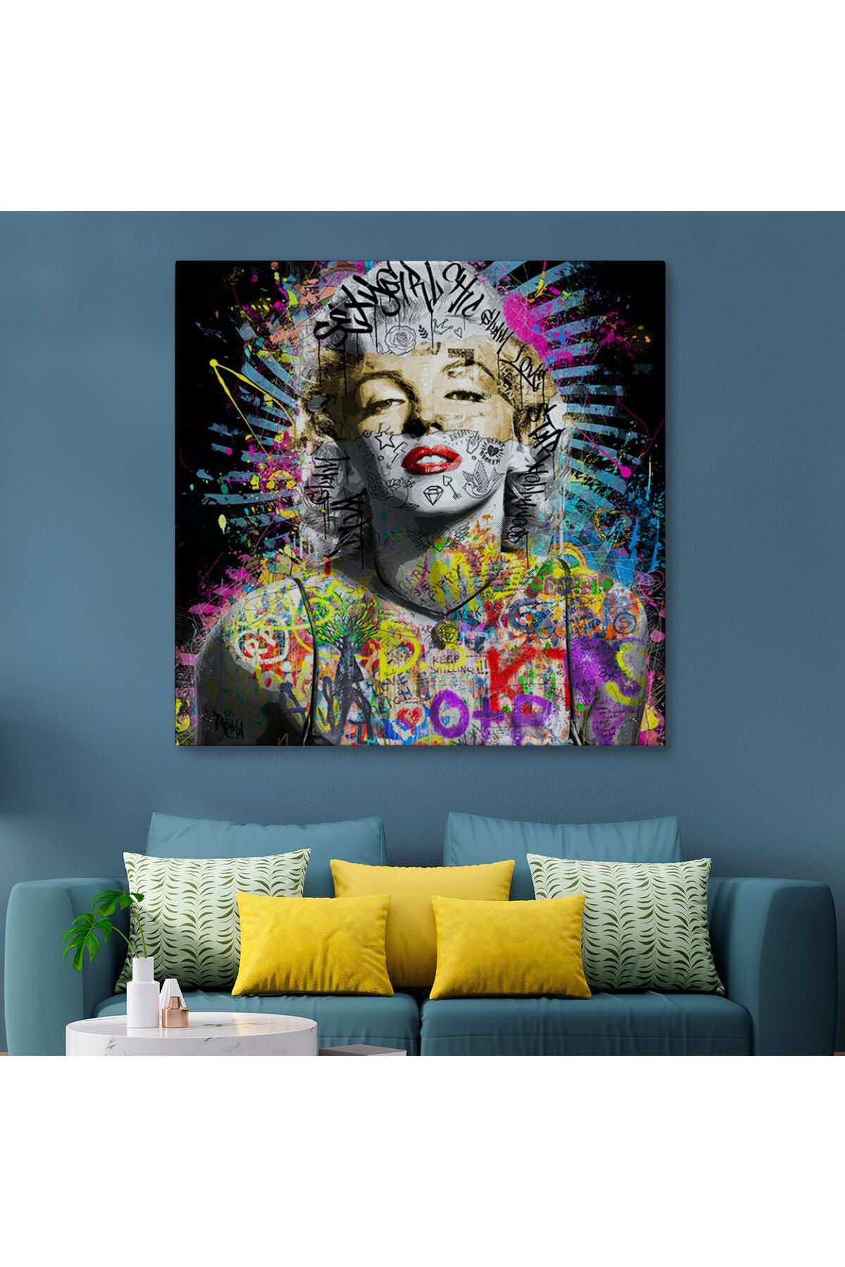 Marilyn Monroe Sokak Sanatı Kanvas Tablo Street Art Graffiti-5893