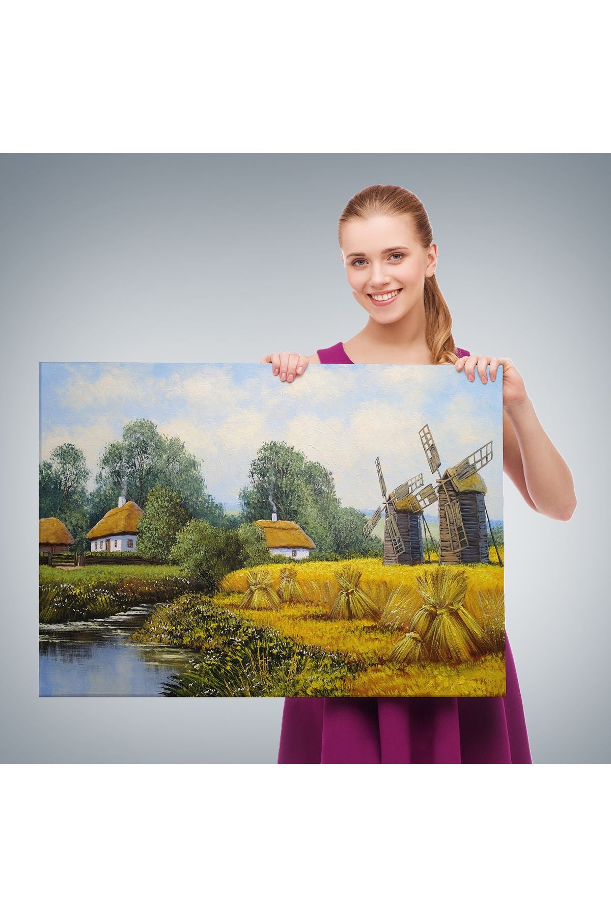 Ukrayna Köy Evi Dekoratif Kanvas Duvar Tablosu-3675