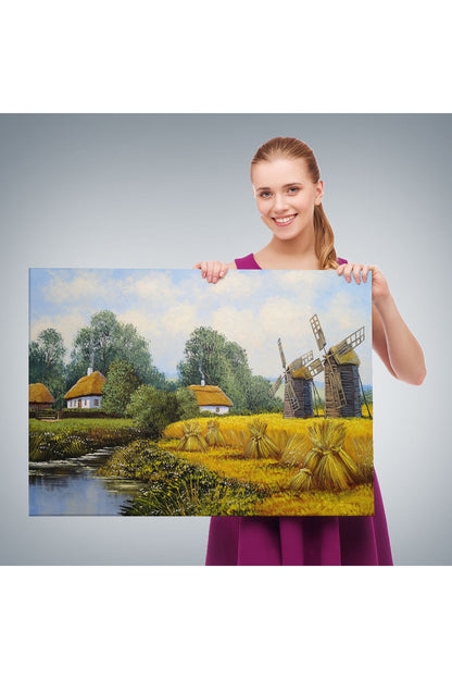 Ukrayna Köy Evi Dekoratif Kanvas Duvar Tablosu-3675